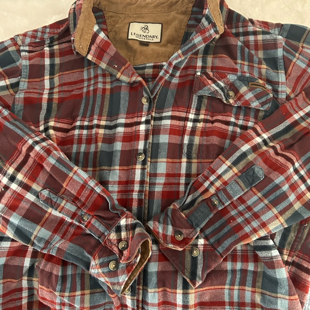 Legendary Whitetails Men's Casual Plaid Shirt - Red and Blue